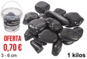 Bote con piedras decorativas negras 3-6 cm (1 kg)