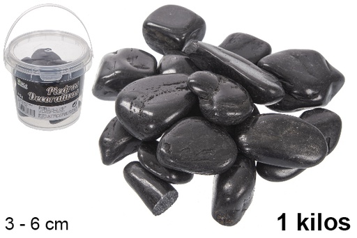 [114373] Jar with black decorative stones 3-6 cm (1 kg)