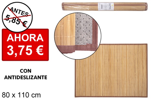 [114451] Tappeto in bambù naturale laminato con bordo pp 80x110 cm