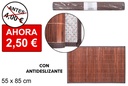 Alfombra bambú caoba tiras 11 mm borde PP 55x85 cm