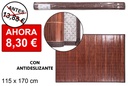 Alfombra bambú caoba tiras 11 mm borde PP 115x170 cm
