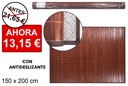 Alfombra bambú caoba tiras 11 mm borde PP 150x200 cm