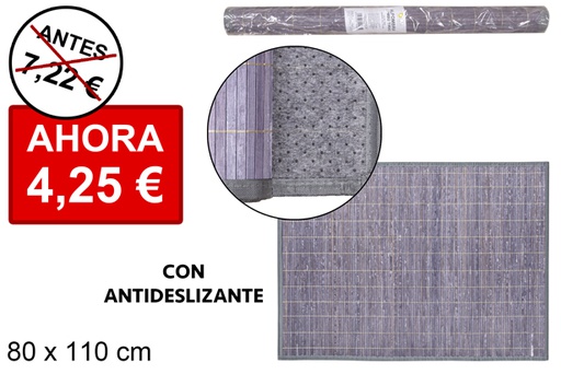 [114465] Gray laminated bamboo rug with border pp 80x110 cm