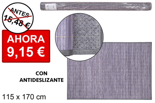 [114466] Gray laminated bamboo rug with border pp 115x170 cm
