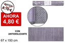 Alfombra bambú gris tiras 11 mm borde PP 67x150 cm