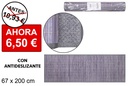 Alfombra bambú gris tiras 11 mm borde PP 67x200 cm