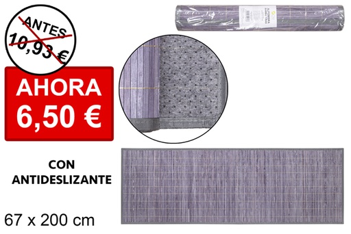 [114470] Gray laminated bamboo rug with border pp 67x200 cm