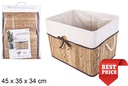 Caja organizadora bambú natural plegable forrada con lazo 45x35 cm