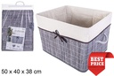 Gray folding bamboo organizer box lined with bow 50x40 cm