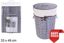 Ropero bambú plegable redondo con forro gris 33x49 cm