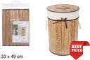 Ropero bambú plegable natural redondo con forro 33x49 cm