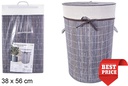 Ropero bambú plegable redondo con forro gris 38x56 cm