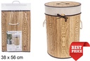 Ropero bambú plegable natural redondo con forro 38x56 cm