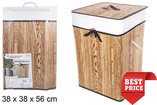 [114499] Ropero bambú plegable natural 1 cuadrado con forro 38x56 cm