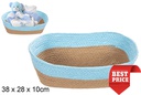 Cesta cuerda papel rectangular natural turquesa 38x28 cm