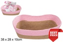 Cesta cuerda papel rectangular natural rosa 38x28 cm