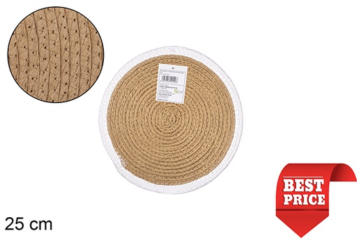 [114523] NATURAL/WHITE PAPER ROPE PLACEMAT 25CM