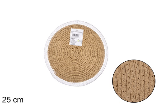 [114523] NATURAL/WHITE PAPER ROPE PLACEMAT 25CM