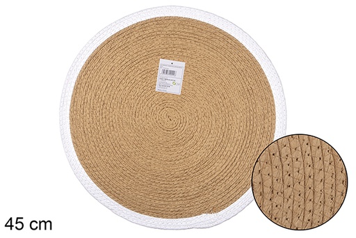 [114526] NATURAL/WHITE PAPER ROPE PLACEMAT 45CM