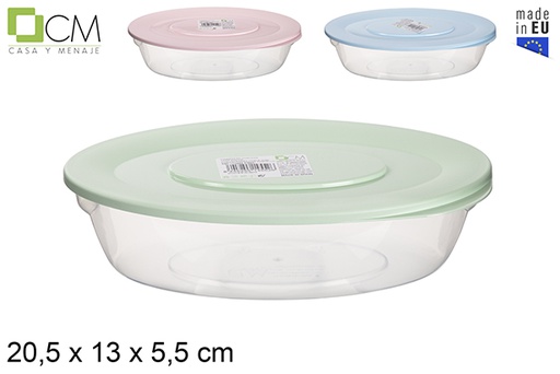 [114552] Lancheira oval com tampa cores pastel 20x13 cm