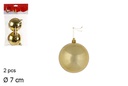 Pack 2 shiny gold Christmas bauble 7 cm