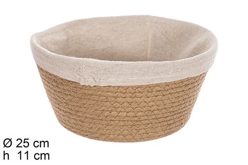 [114662] ROUND NATURAL PAPER ROPE BASKET W/FABRIC