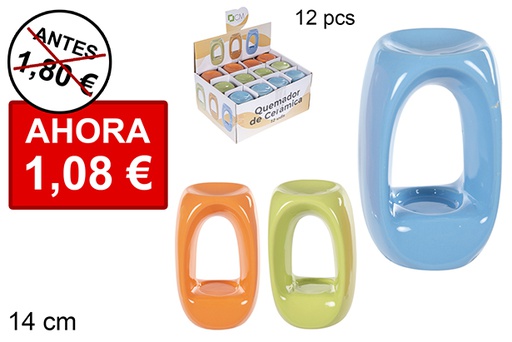 [114714] Quemador cerámica cuadrado alto colores surtidos 14 cm