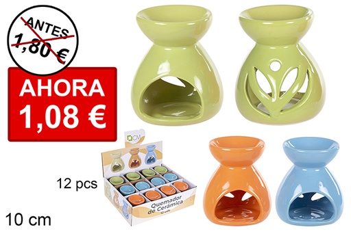[114716] Quemador cerámica colores surtidos decorado hojas 10 cm
