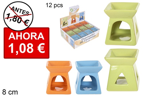 [114719] Squared ceramic burner assorted colors 8 cm