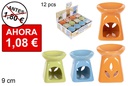 Brûleur carré en céramique couleurs assorties feuilles décorées 9 cm