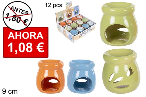 [114725] Quemador cerámica redondo colores surtidos decorado flor
