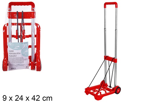 [114733] Red folding suitcase trolley