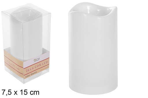 [114739] BOUGIE LED BLANCHE A/FLAMME VACILLANTE