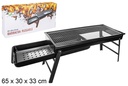 Barbacoa con bandeja acero portátil plegable 65x30x33 cm