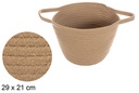 Cesta redonda cuerda algodón con asas natural 29x21 cm