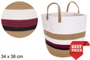 Cesta redonda cuerda algodón con asas multicolor 34x36 cm