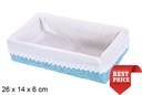 Caja MDF cuerda papel forrada con encaje color azul 26x14 cm