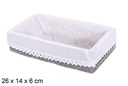 Caja MDF cuerda papel forrada con encaje gris 26x14 cm