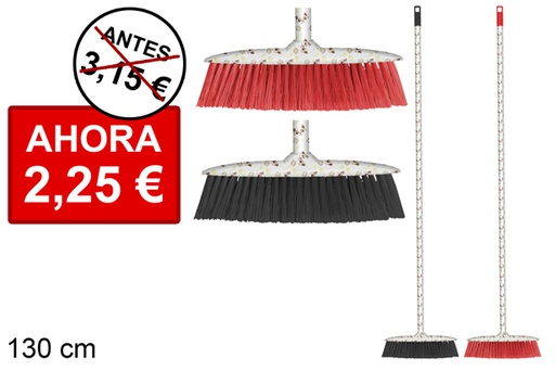 [114775] Escoba ovalada con palo decorado gato 130cm