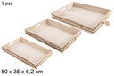 Pack 3 bandejas madera con ranura vintage 50x35x6,2 cm