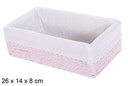 Caja MDF cuerda papel forrada con encaje rosa 26x14 cm