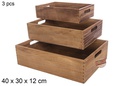 Pack 3 cajas madera caoba 40x30x12 cm
