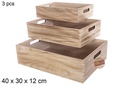 Pack 3 cajas madera vintage 40x30x12 cm
