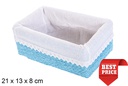 Caja MDF cuerda papel forrada con encaje color azul 21x13 cm