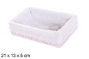 Caja MDF cuerda papel forrada con encaje color rosa 21x13 cm