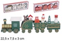 Trenzinho de Natal em madeira de várias cores 22,5x7,5x3 cm