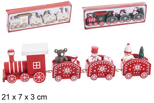 [114906] Trenino natalizio in legno colori assortiti 21x7x3 cm