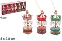 Pack 6 mini carrusel de madera Navidad color surtido 8x2,8 cm