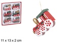 Pack 6 mini train de Noël en bois couleurs assorties 11x13 cm