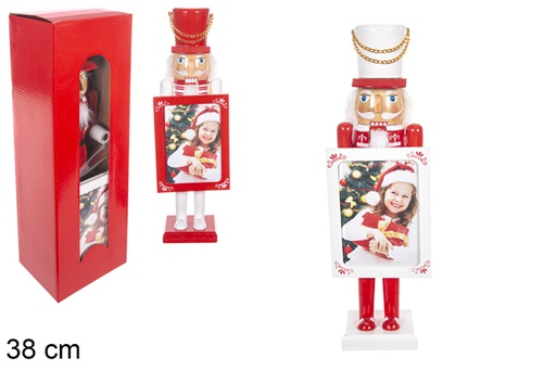 [114932] Casse-noisette de Noël avec cadre photo couleurs assorties 38 cm
